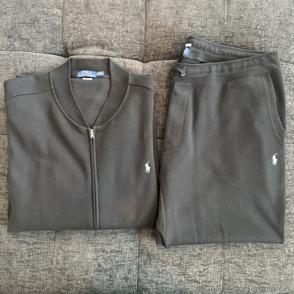 Black/Grey Polo Ralph Lauren Sweatpants and full zip jacket. Top 3XB Pants 2XB